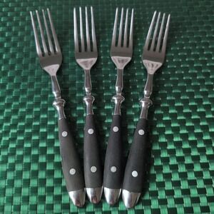 Hampton Silversmiths BISTRO BLACK Dinner Forks Lot Set of 4 Stainless FADED